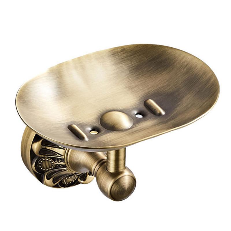 Bathroom Accessories Soap Dish Embossed Brass Soap Bar Holder Hotel Soap Holder Ronze Flower Chassis Antique Technology