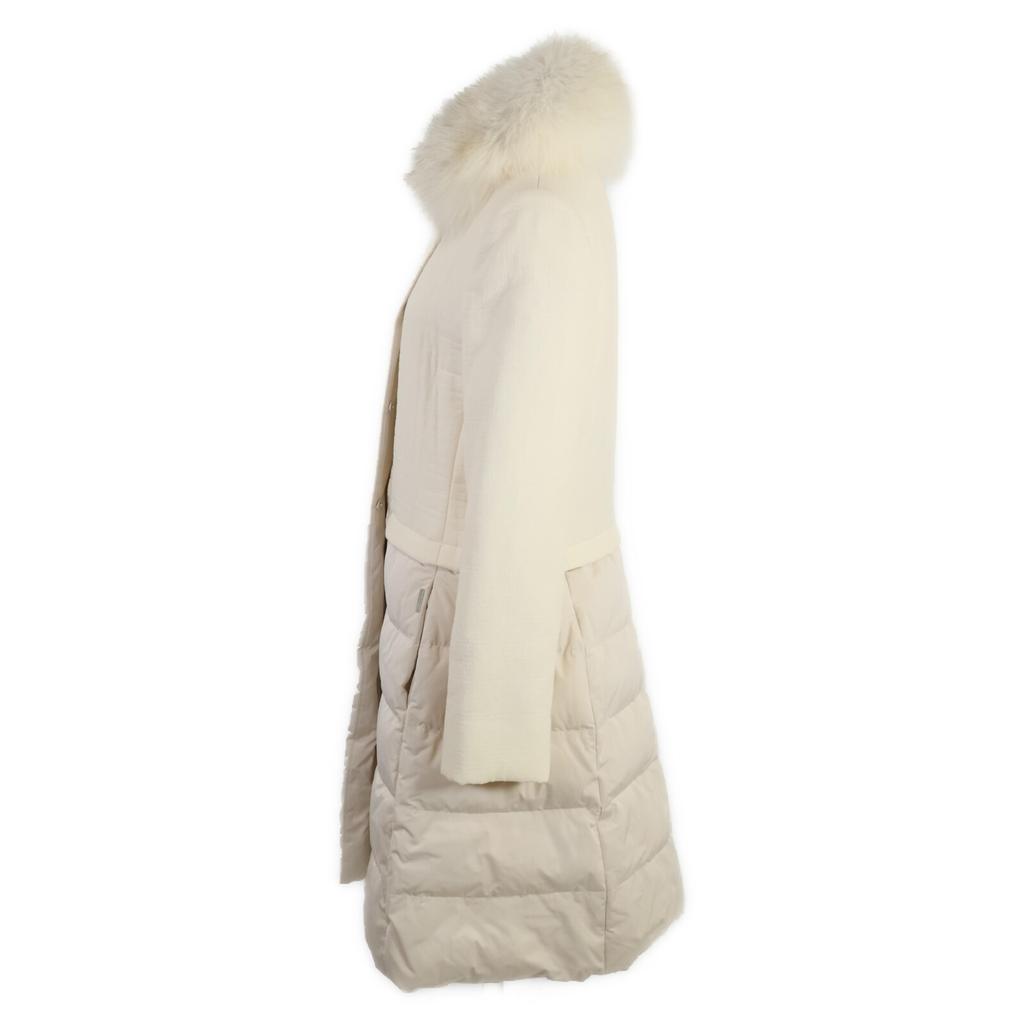 FOXEY Boutique 34690 Alpaca blend down jacket with fox fur and contrasting design coat 38 IvoryUsed