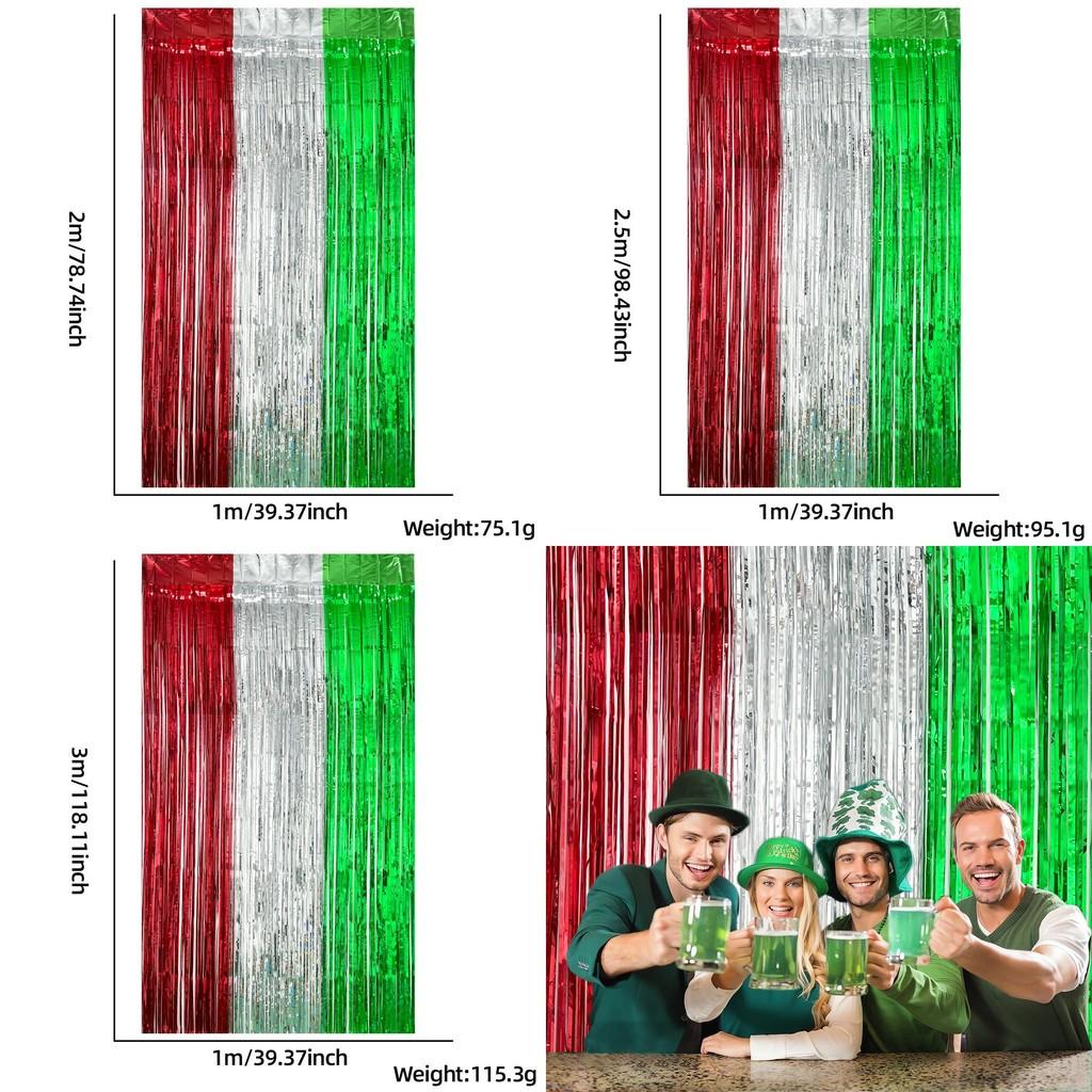 Red Eyecatching Silver Green Streamer Curtain Ideal For St Patricks Day Party Decor