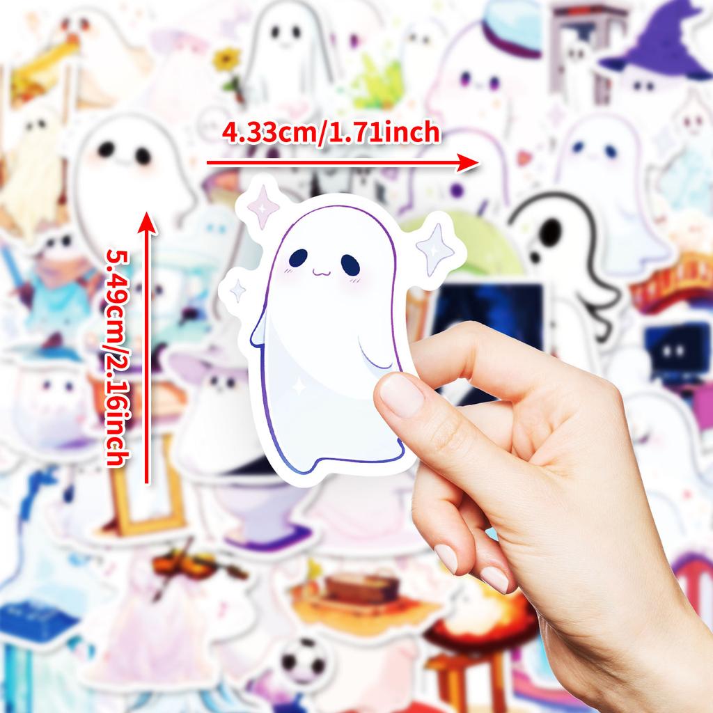 50 Cute Cartoon Little Ghost Stickers Kids Reward Stickers White Ghost Stickers