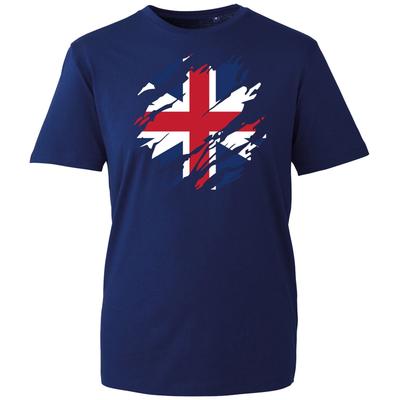 Torn British Flag T-Shirt, Novelty Union Jack Britain Patriot Mens Uk Tee Top