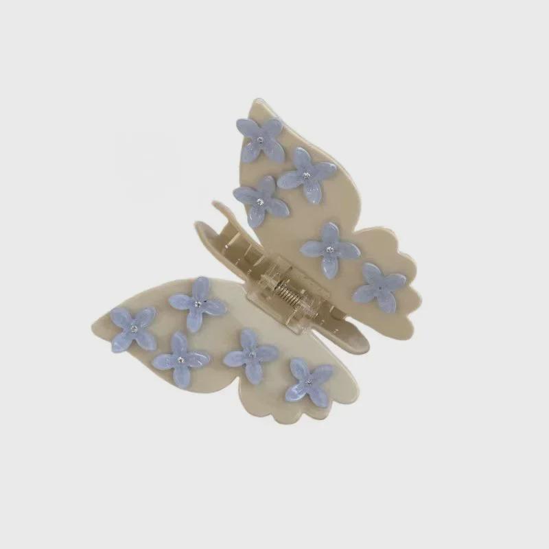 2024 High-End Korean-Style Butterfly Acetic Acid Floral Hairpin Shark Clip