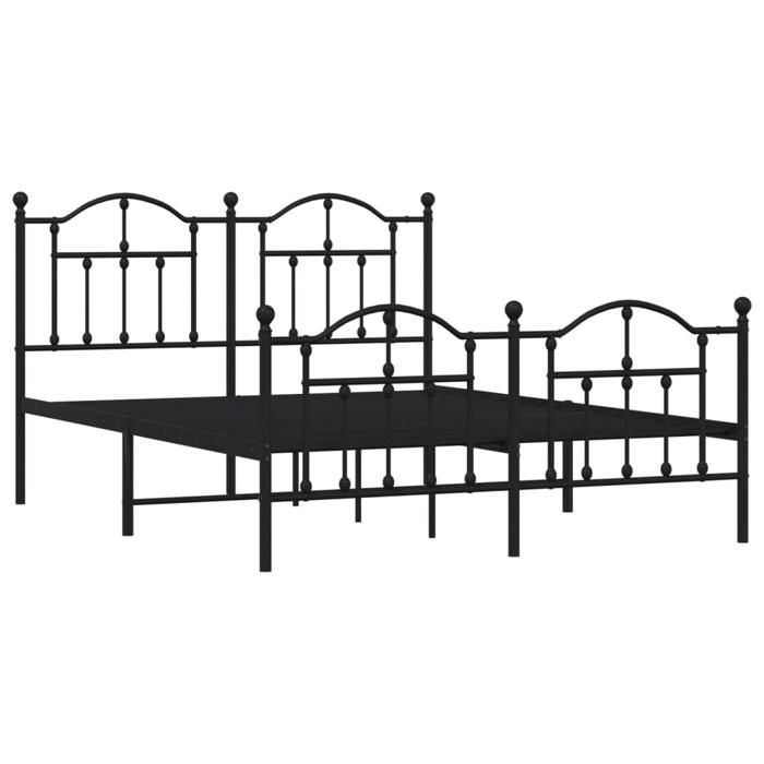 VidaXL Cadre de lit métal avec tête de lit-pied de lit noir 140x200 cm 353458