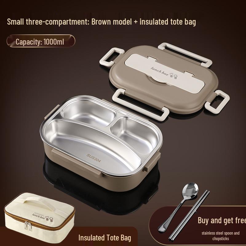 304 Stainless Steel Leak-Proof Insulated Lunch Box for Office and School, Food-Grade Square Bento Box.