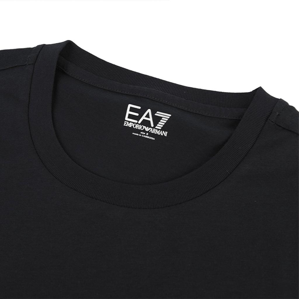 Emporio Armani EA7 Letter And Number Logo Print Crew Neck Short Sleeve T-Shirt Men Tops Black 3HPT81-PJM9Z-1200