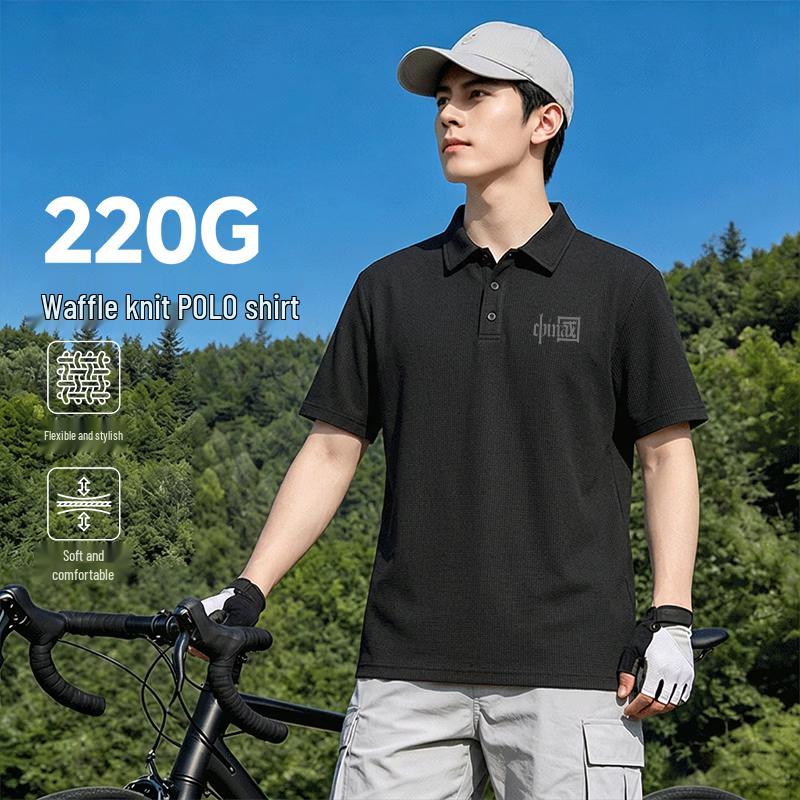 XueZhongFei Men s Waffle Polo T-Shirt L