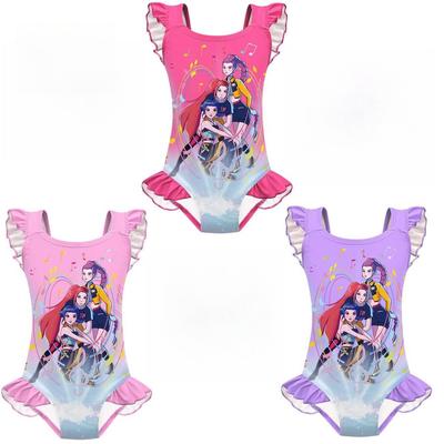20827 Children Girls KPOP Rumi Mira Zoey Print Ruffle One-piece Swimsuit Swimwear
