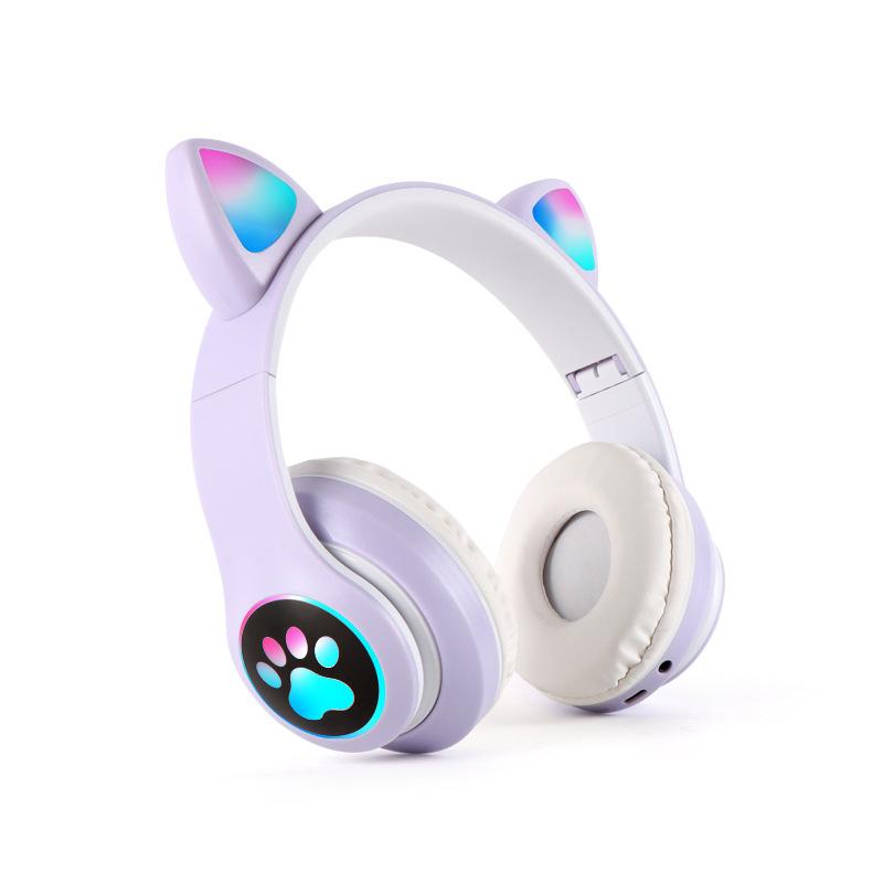 Girl Luminous Cat Ear Headset Wireless Bluetooth Headset Foldable Sports E-sports Headset