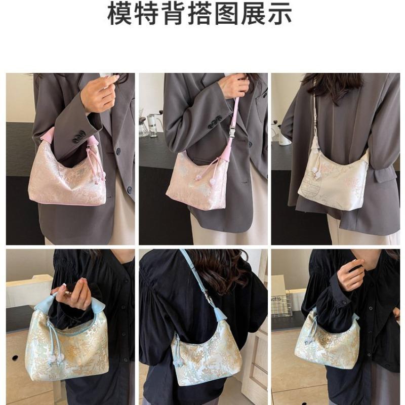 Embroidery Bag Women's New Spring and Summer Shoulder Messenger Bag Handbag Dumpling Bag