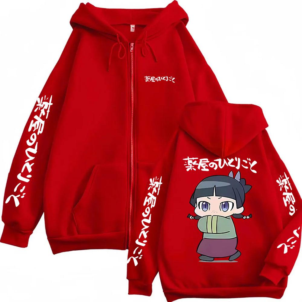Anime Os Diários do Apotecário Moletom com Zíper Bonito Kawaii Gráfico Maomao Jaqueta Casual Oversized com Zíper Masculino Feminino