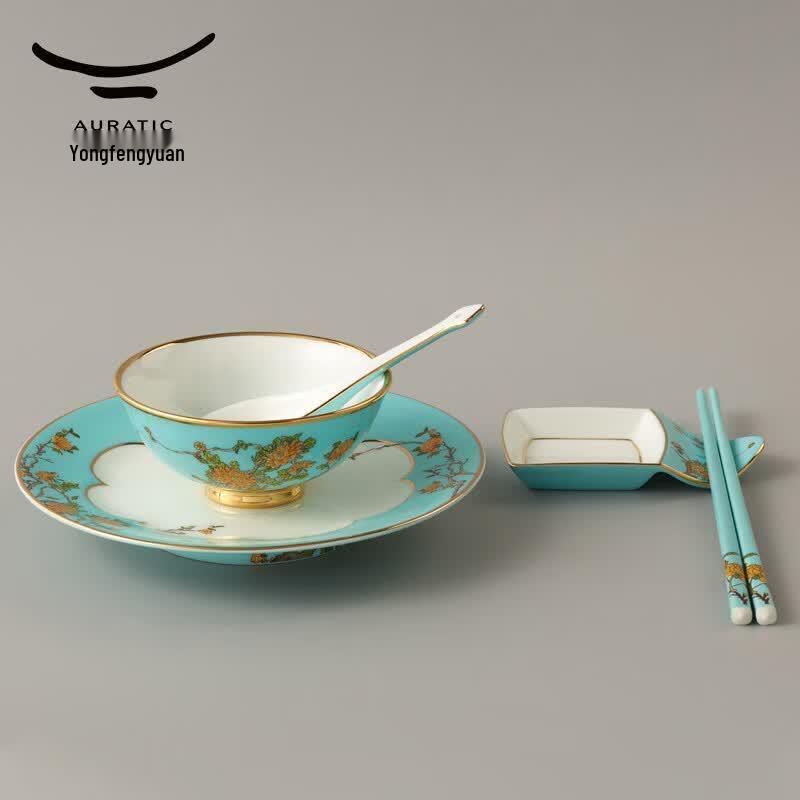 Auratic Madam Porcelain West Lake Blue 6-Piece Dinnerware Set