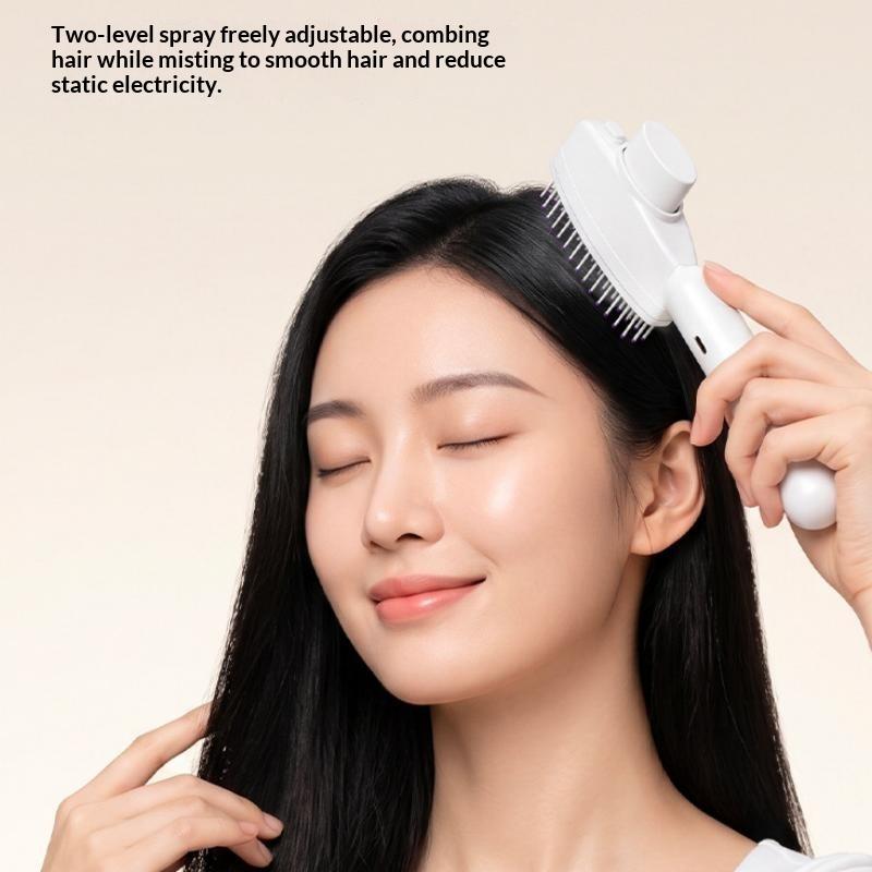 Rechargeable Electric Frizz Control Hair Brush Anti Static Steam Spray Massage Comb for Daily Hair Grooming