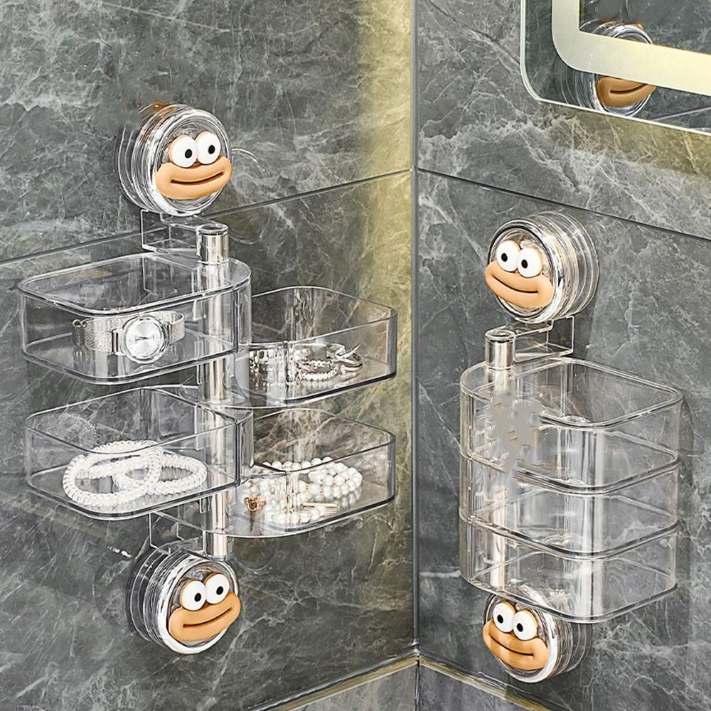 Wall Mounted Suction Cup Rotating Jewelry Box Plastic Hairpin Jewelry Display Rack for Home