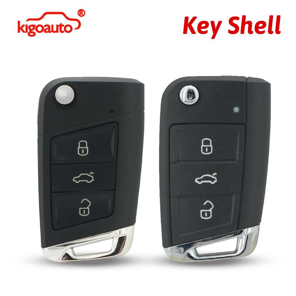 Kigoauto 5G0 959 753 AB Flip Remote Key Shell 3 Button HU162 / HU66 for VW Golf 7 2013 2014