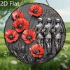 2D Flat, 1PC Memorial Day Wooden Hanging Sign Decorative Signs and Plaques, Lest We Forget, Rustic Three Soldiers and Red Flower Design Wall Art Sign