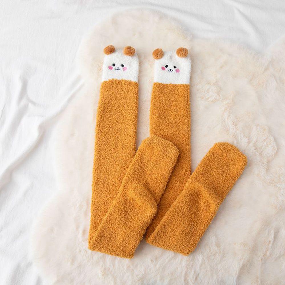 Bear Autumn Winter Women's Fashion Stockings Floor Socks Coral Fleece Socks Sleep Sock