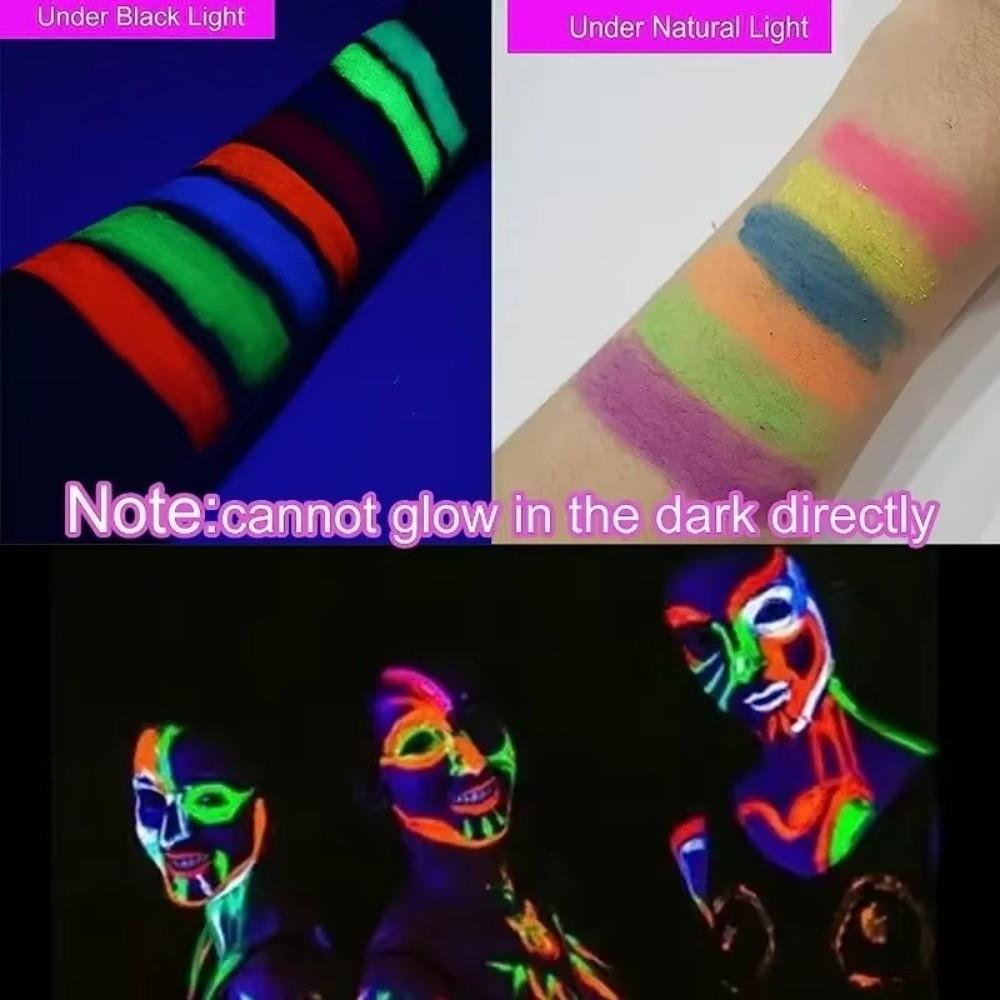 6 Stück/Set Neon UV Glow Gesichtsfarbe Malstift Waschbarer Wasserlöslicher Körperfarbe Stift Ungiftig Leuchtet im Schwarzlicht