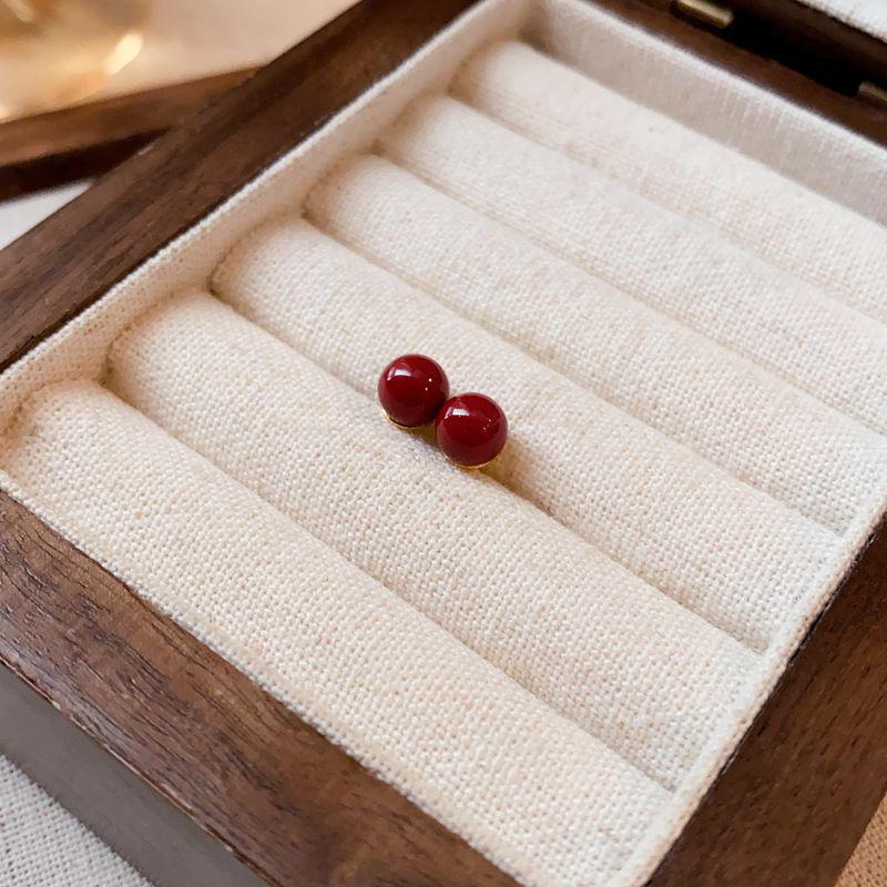2024 Exquisite High-End Retro Silver Needle Red Heart Flower Earrings for Women