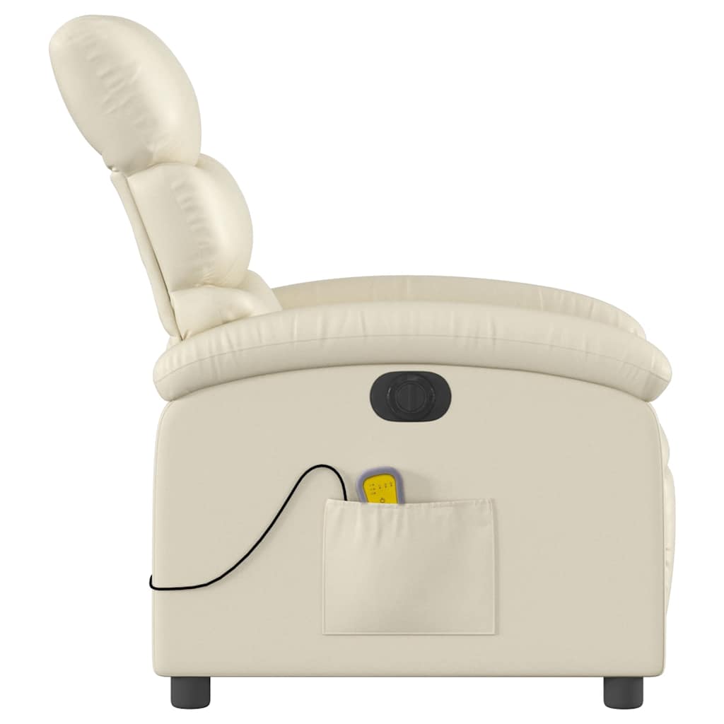 Electric Massage Chair Cream Faux Leather
