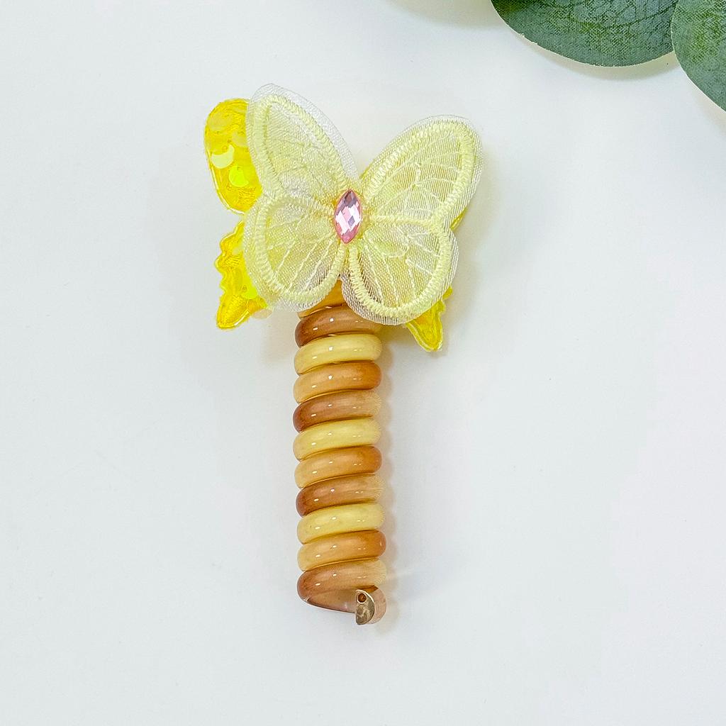 Cute Candy Color Telephone Wire Line Elasticity Rubber Band Elastic Butterfly Hair Rope For Kid Scrunchies Headbands Headwear