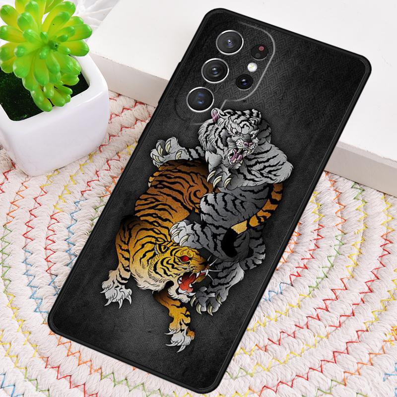 Japanese Tiger pattern Silicone Phone Case For Samsung Galaxy note 10 pro S26 S25 S24 S23 S22 S21 Plus S25Ultra Capa Cover