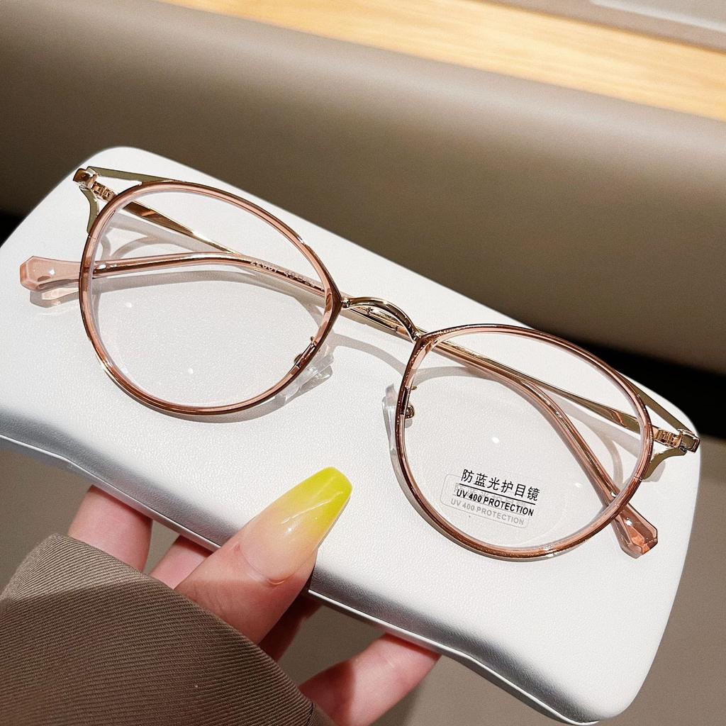Anti-Blue Glasses Personalized Student Myopia Glasses Frame Round Frame Retro Literary Flat Mirror