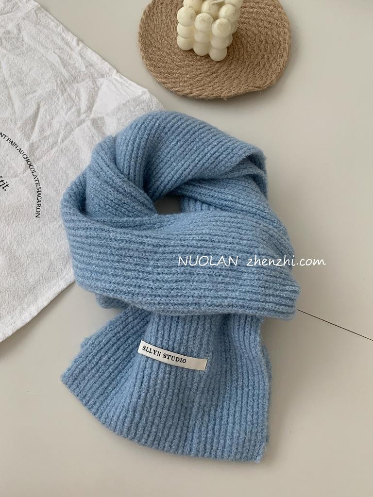 Manufacturer's homemade wool blended solid color wool scarf female winter white new student couple simple knitted scarf