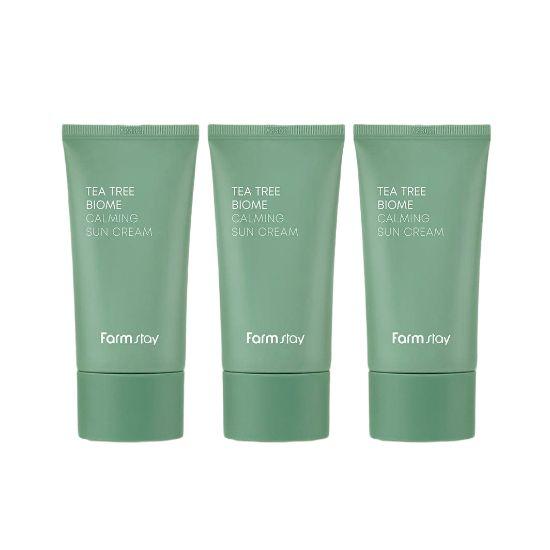 

Farmstay Tea Tree Biome Calming Sunscreen SPF50+ PA++++ Soothing UV Protection 50ml × 3pcs Set