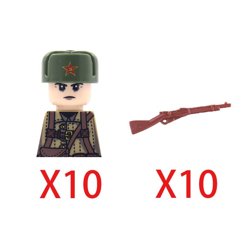 Military Soldier Building Block Figure British US Snow Camouflage Troop MP40 M1A1 Motorcycle Accessories Toys Gift Brick Z02