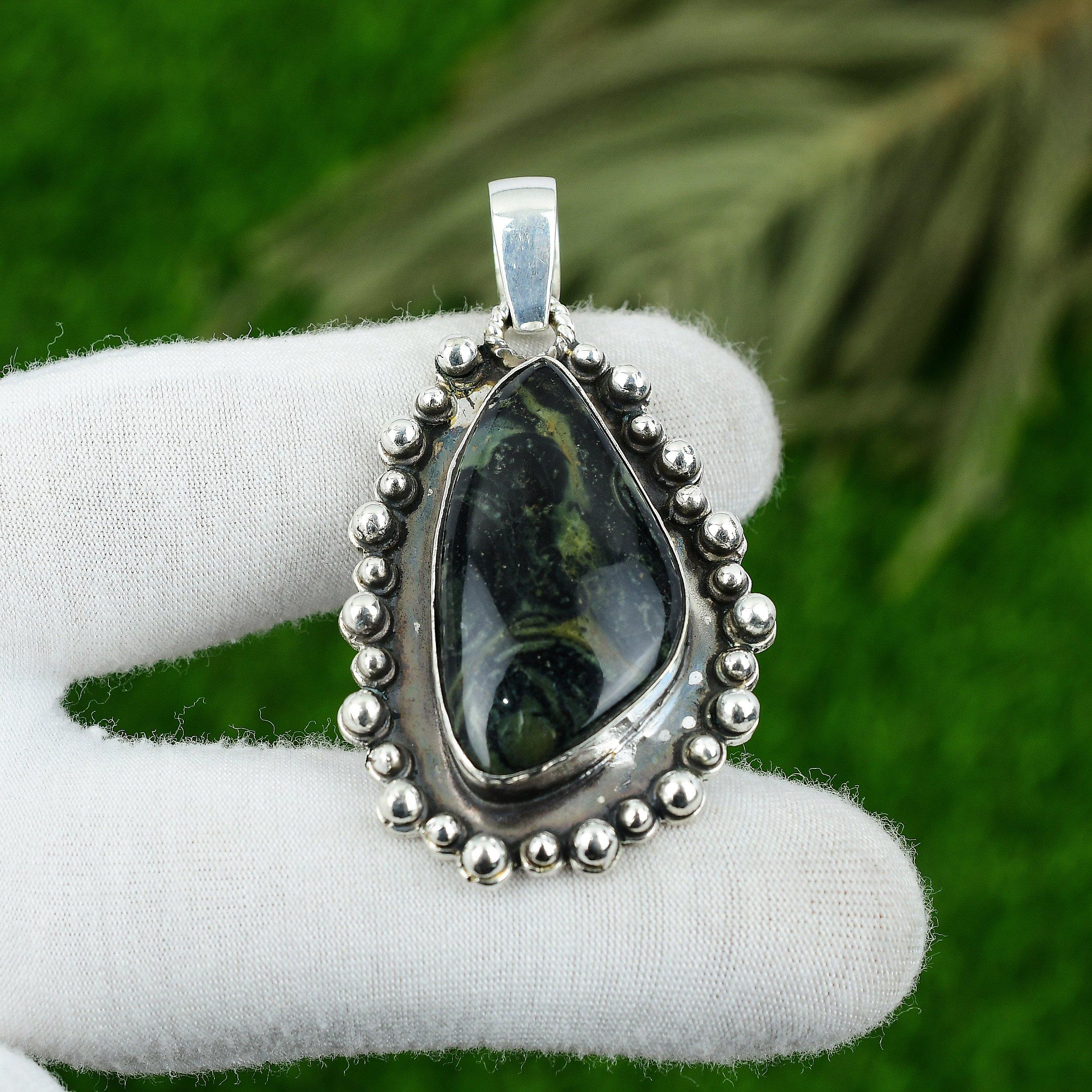 

Sterling Silver Natural Kambaba Jasper Wedding Bezel Daughter Pendant Jewelry