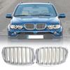1 Pair Silver Car Grilles 51137113733 51137113734 Anti-scratch ABS Car Front Hood Grill Racing Grills for BMW X5 E53 2004-2006