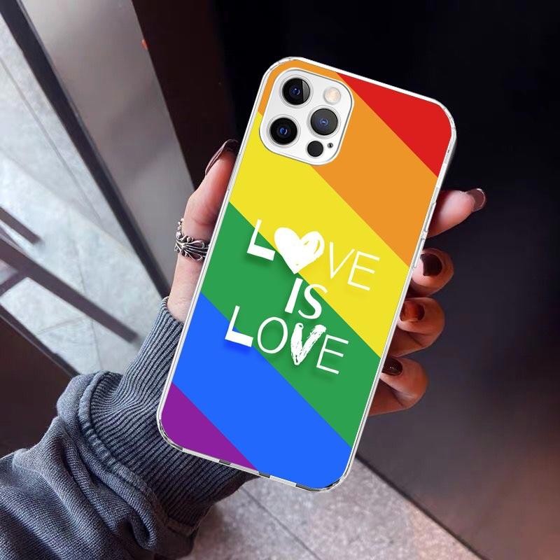 Love Is Love LGBT Rainbow Phone Case For iPhone 17 Air 16 15 Pro Max 14 Plus 13 Mini 12 11 Cover 7 8 SE Silicone Shell Print Fun