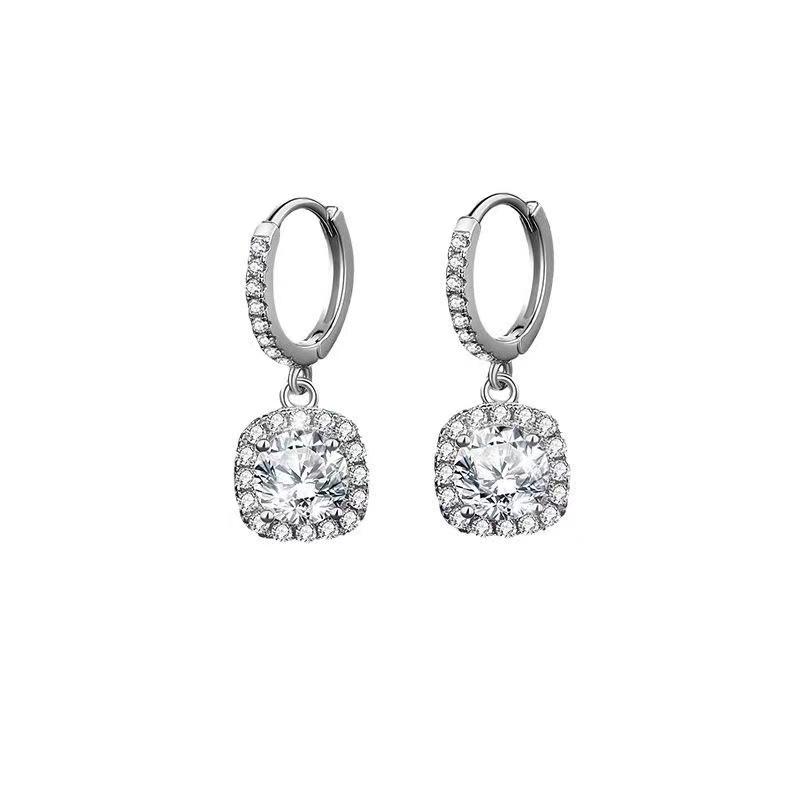 Valuable Moissanite Diamond Drop Earring 100% Real 925 Silver Promise Wedding Dangle Earrings for Women Party Jewelry