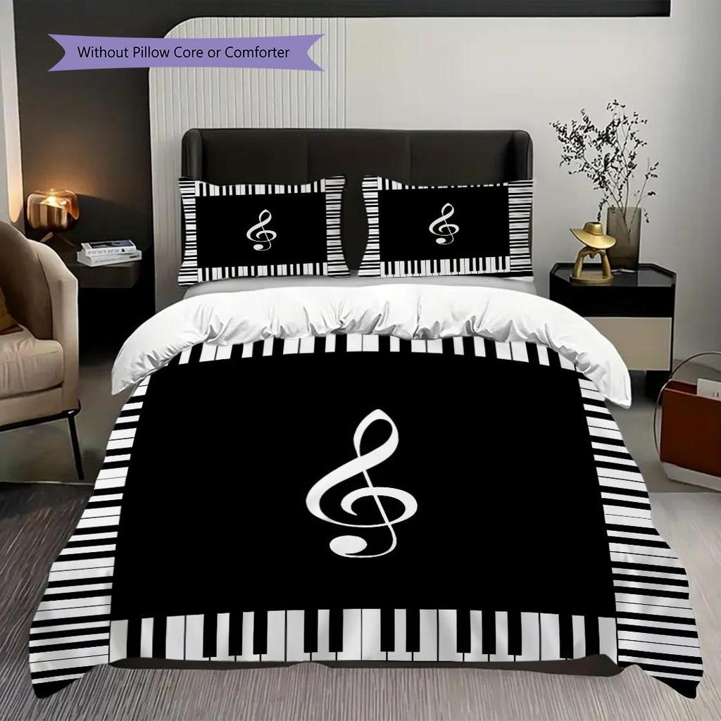 1PC Music, guitar Theme Bedding Quilt Set Quilt Cover Pillowcase Home Decoration Birthday Gift (1 * duvet cover + 2 * pillowcase, without core)