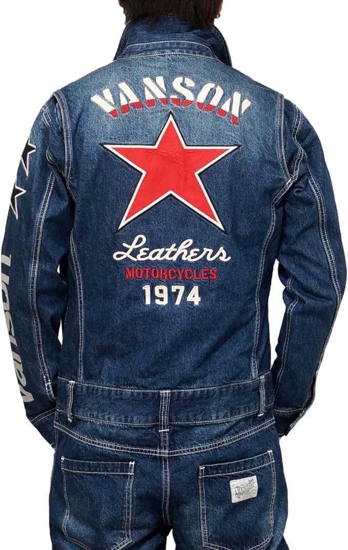 

VANSON One Star Embroidered Jumpsuit for Men, Workwear, nvao-2401 (XXL, Indigo)