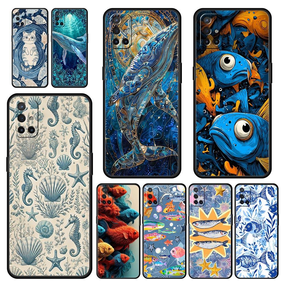 Blauer Ozeanfisch Handyhülle Für Oneplus 13R 13 12R 11 10T 10R Nord N100 N200 N10 10 9 9R 9RT CE 3 2 Z Pro 5G Weiche TPU Hülle Capas