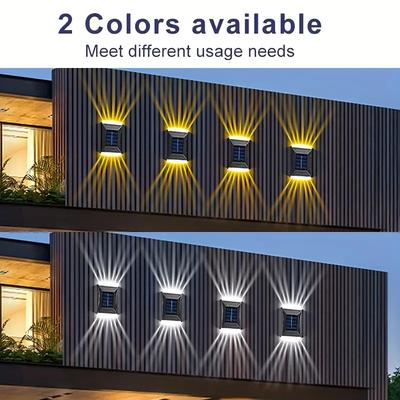 2/4/6 PIÈCES Lumières Solaires de Clôture Blanc Froid Lampe Murale LED Solaire avec Capteur de Mouvement Lumières Solaires de Jardin Extérieures pour Patio Escaliers Porche