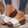 New Fashion Slope Heel Slippers Muffin Thick-bottomed High-heeled Sandals Open-toed Women's Slippers