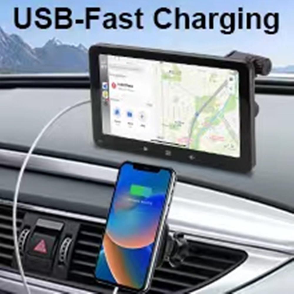 7" Portable Stereo Multimedia Player Support For Carplay w/Rear View Camera +Mic