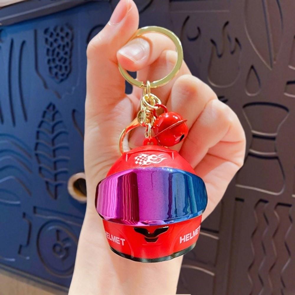 Matte Motorcycle Helmet Keychain Luminous Key Ring Fashion Key Pendant Backpack