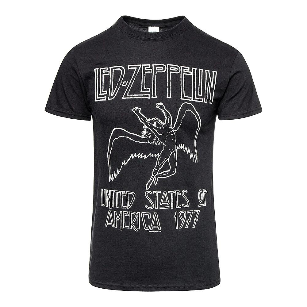 Led Zeppelin T-Shirt USA 1977 Rock Band New Black Official S