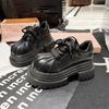 European shell head lace-up color matching big head mango head JK small leather shoes loafers single shoes small women's board shoes