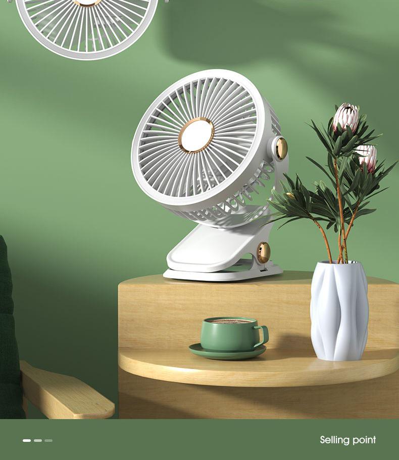 USB Rechargeable Clip-On Fan with Night Light for Dorms and Offices