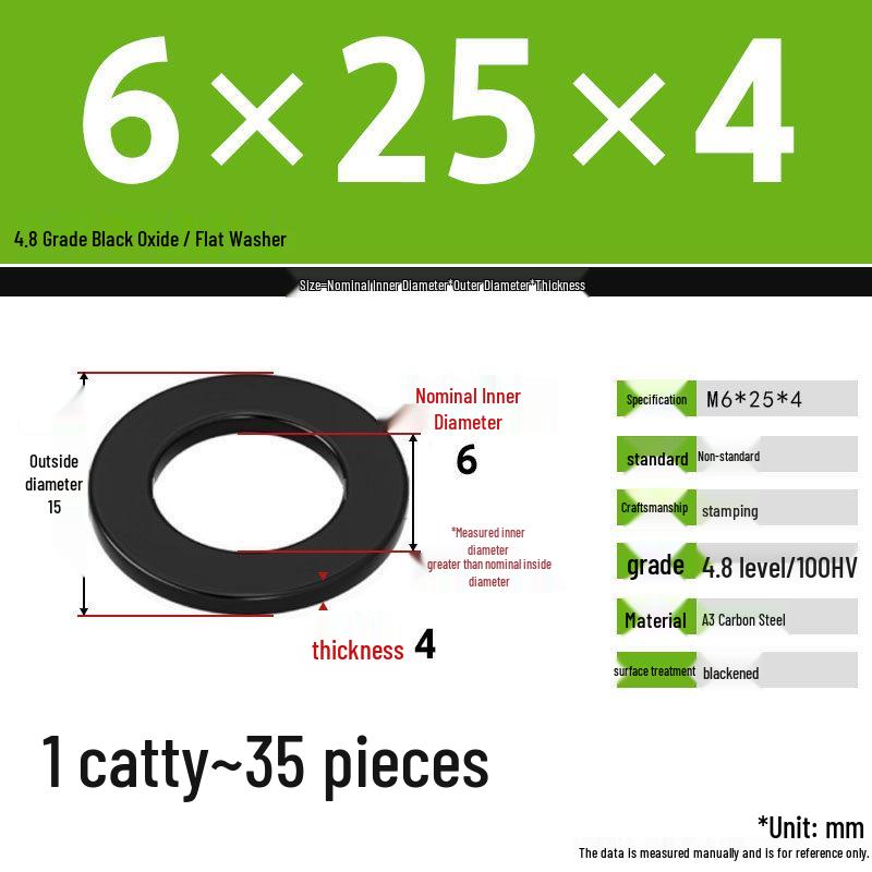 Blackened Enlarged Thickened Metal Washer - M3-M42
