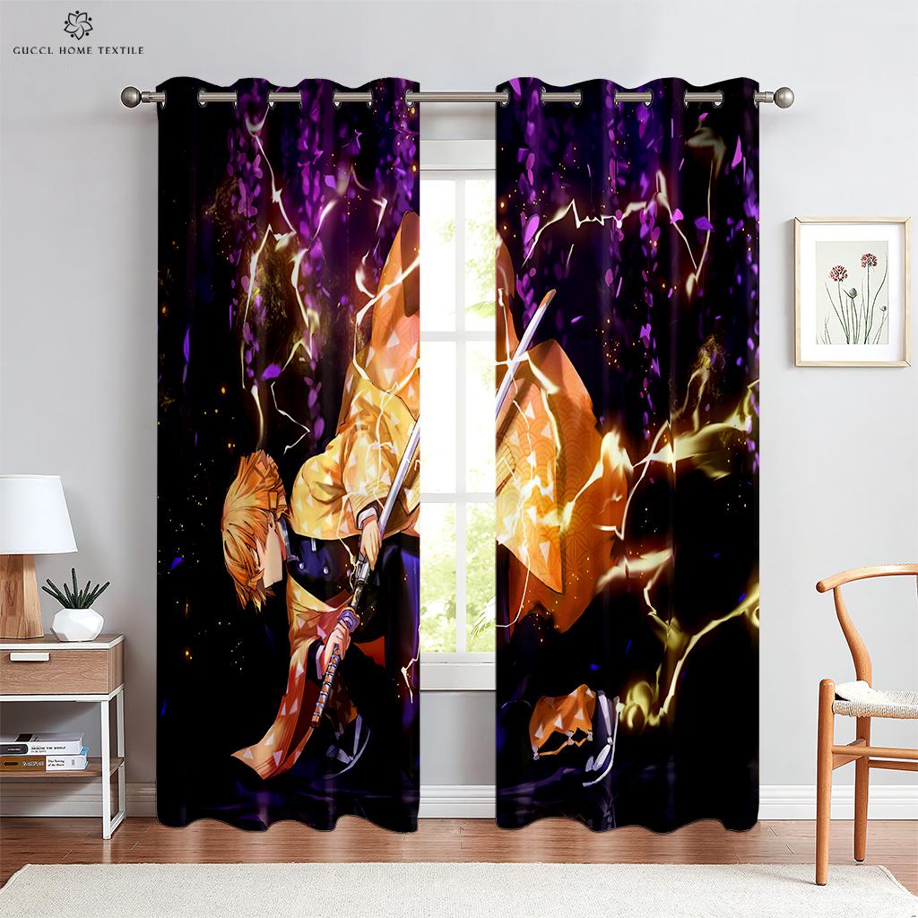 Animation Cartoon Curtains for Children's Room, Kitchen, Living Room, Study, Decorative, Home Decoration, 2 Pcs