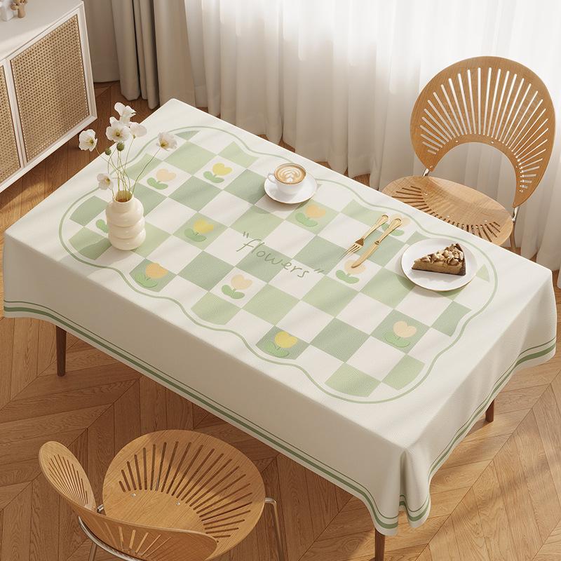 Small Fresh Dining Table Tablecloth Waterproof, Oil-Proof And Anti-Scalding Leave-In Coffee Table Tablecloth Light Luxury High-End Rectangular Dining