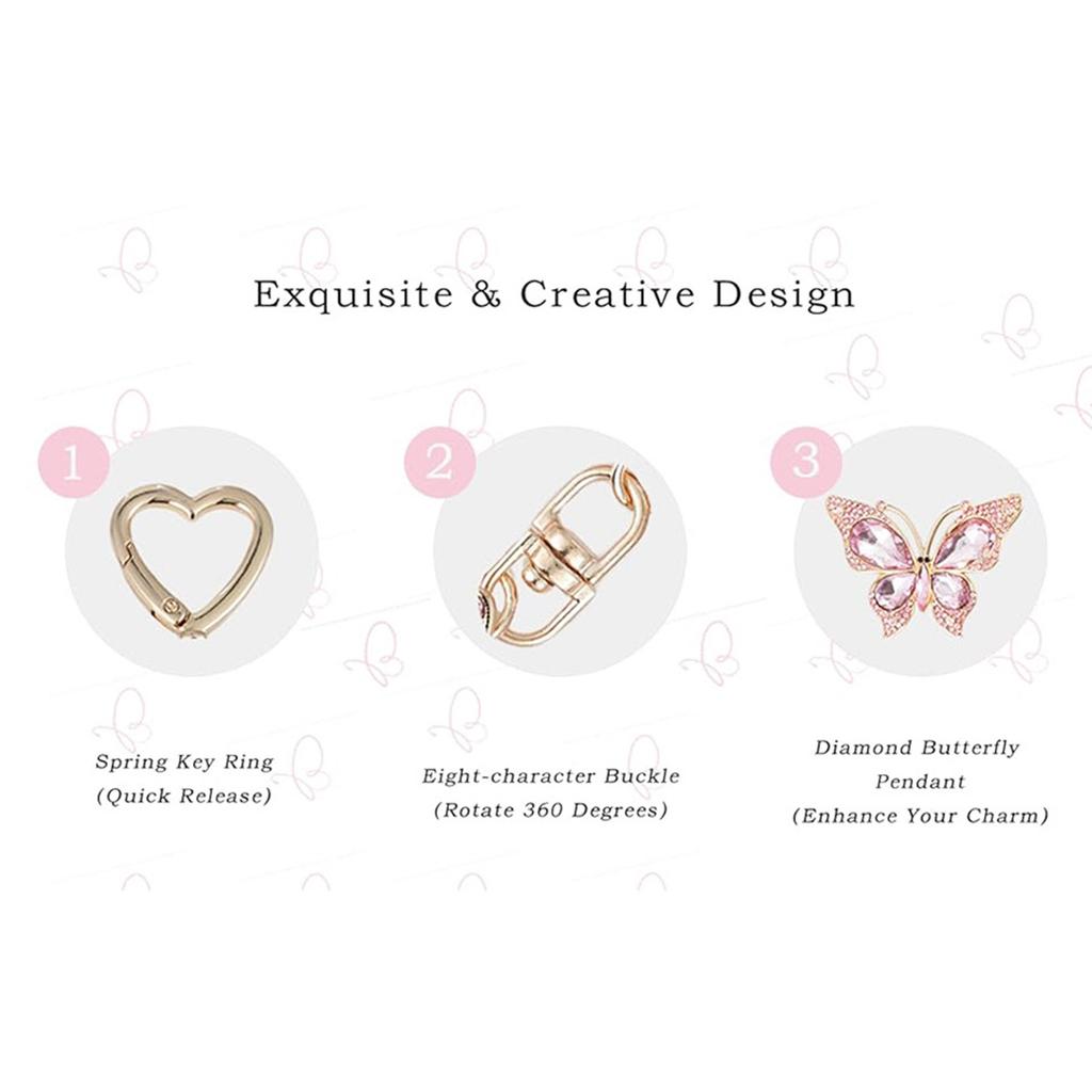 Elegant Butterfly Pendant Key Holder Small Bag Ornament Fashionable Bag Charm Unique Butterfly Accessory for Daily