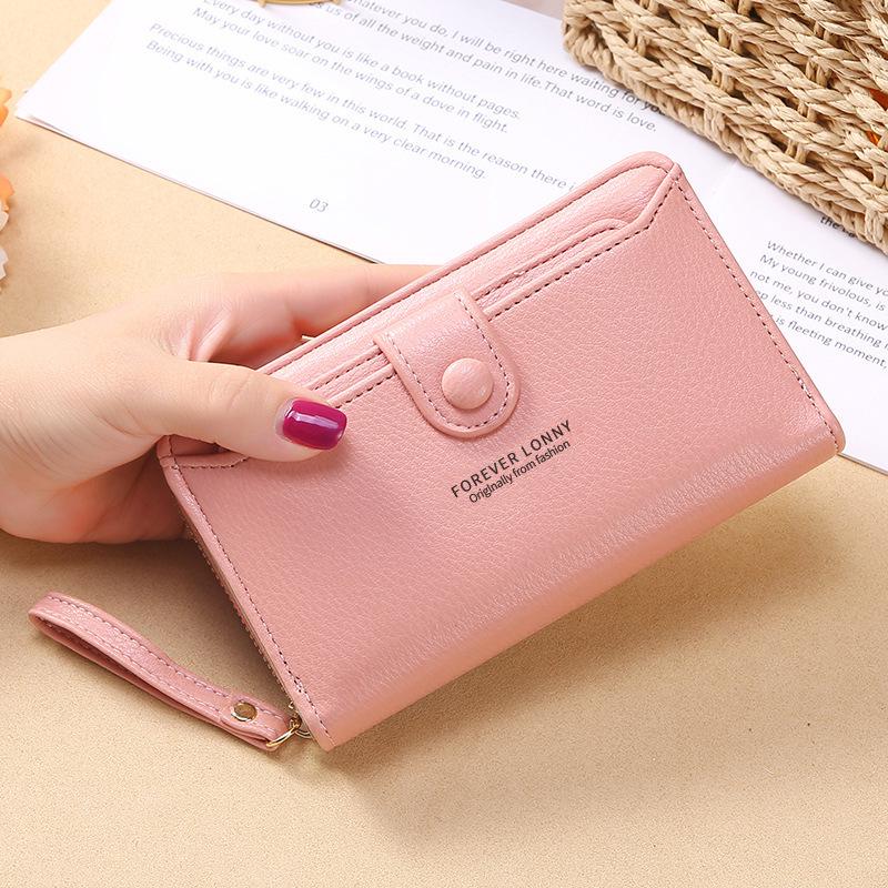 Korean Style Women's Long Zipper Wallet Wristlet Clutch - Large Capacity Card Holder
