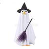 Goose Ghost Costume with Witch Hat and Broomstick Halloween Decorative Outfit for Outdoor Garden Yard Decoration
