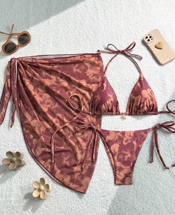 Women's Lace-Up Two-Piece Print Bikini - European & American Design